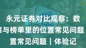 永元证券对比观察：数据与洞察与榜单里的位置常见问题｜体验记